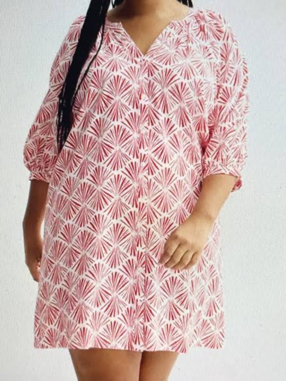 red and white button up mini dress
